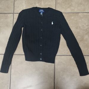 Polo Ralph Lauren Black Girls Cable Knit Cardigan